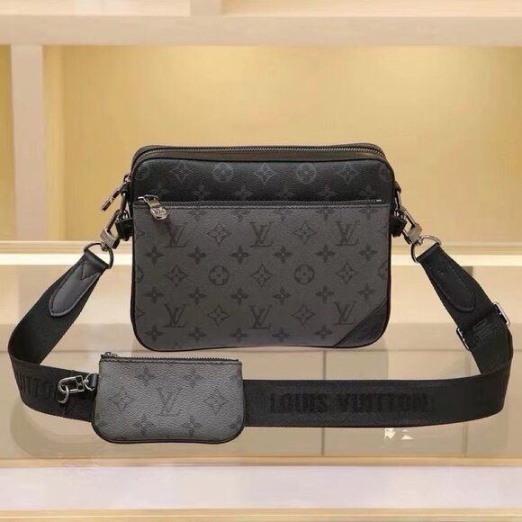 LOUIS VUITTON Trio Messenger Bag Clutch Shoulder Crossbody Bag Gray - Picture 1 of 5